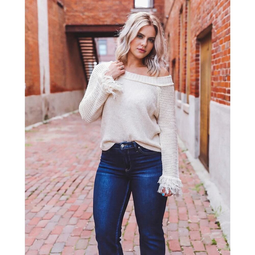 Altar'd State Cream Long Sleeve Shirt-Size Small